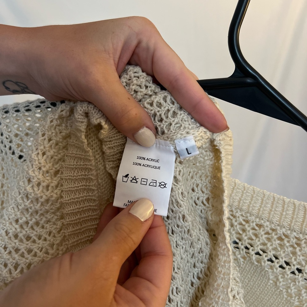 Ivory Open Knit Cross Sweater - Picture 7 of 7